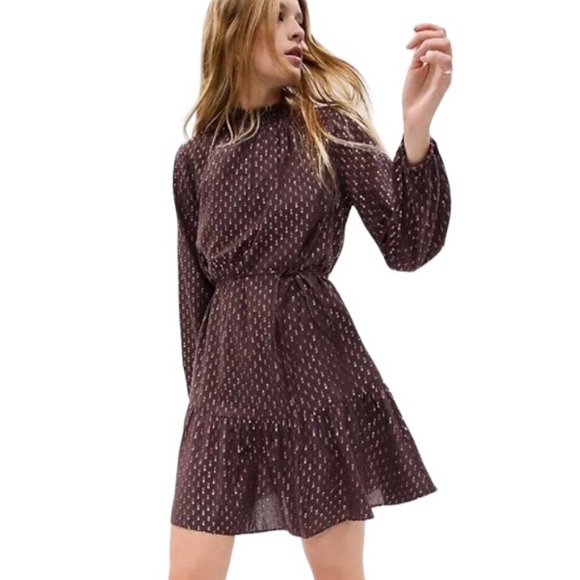 NWT Gap Mockneck Metallic Mini Dress - Picture 1 of 7